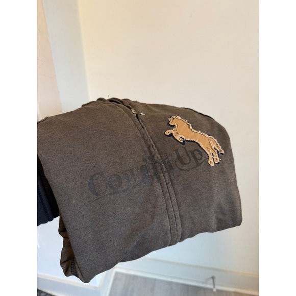 Cowgirl Up brown zip up sweatshirt dark brown stitch‎ horse girls x large - Picture 9 of 9